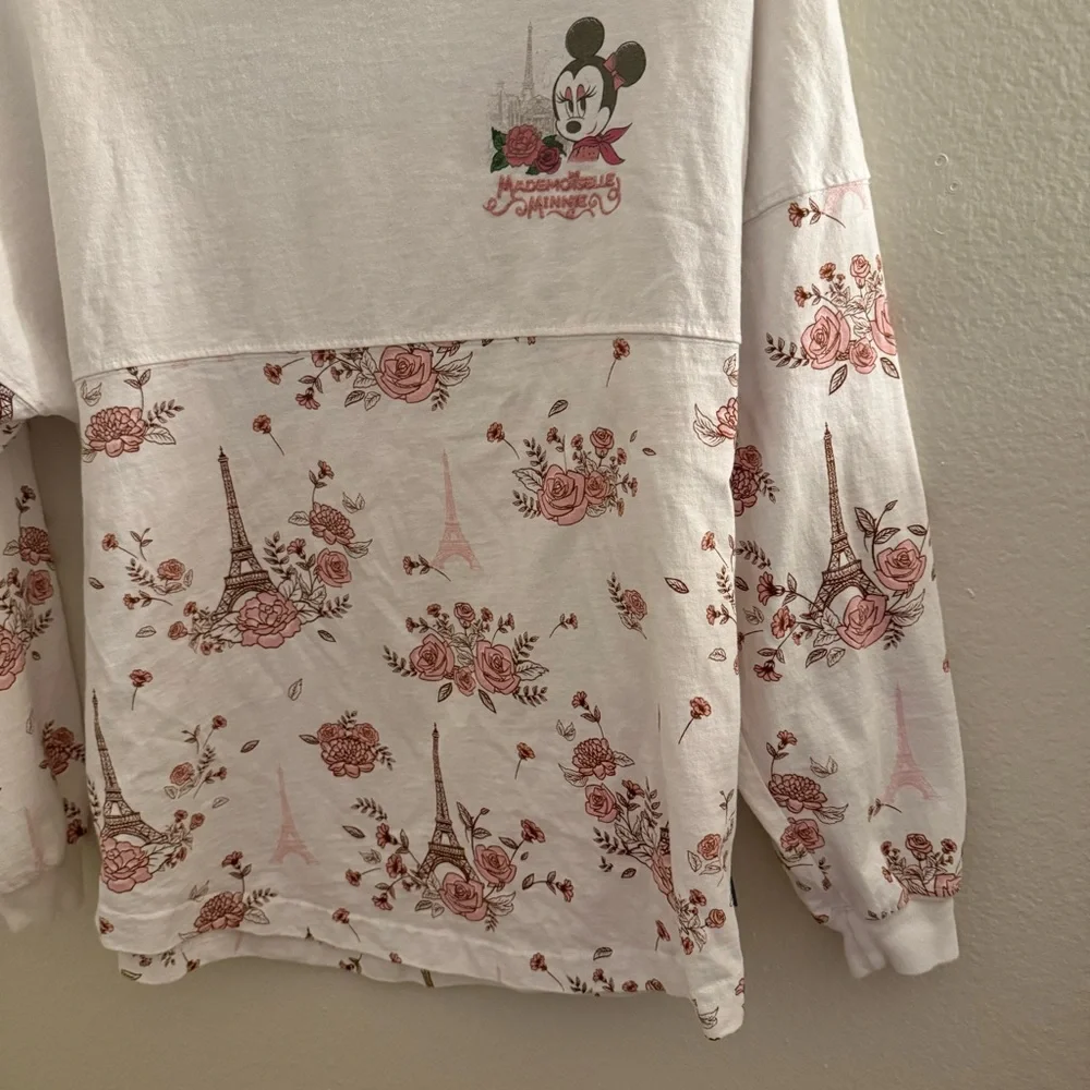 Disney Floral Mickey Mouse Shirt - White and Pink Epcot Paris - Picture 3 of 7